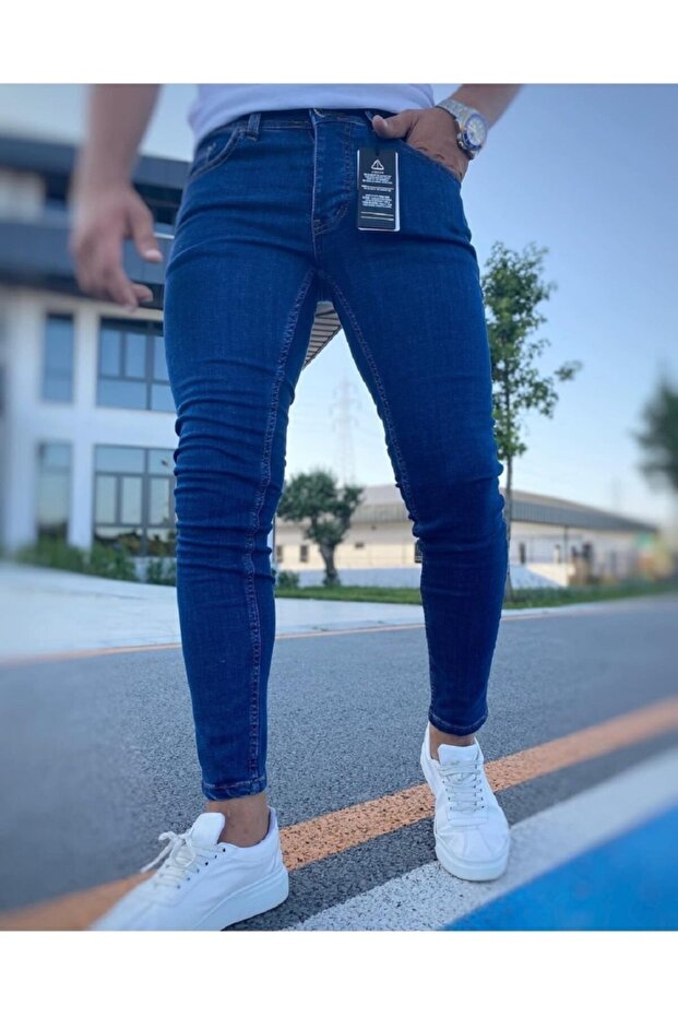 Men's Jeans Skinny Fit Lycra Dark Blue Denim Trousers