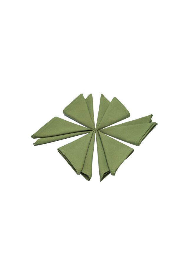 6 Pieces Green Color Fabric Serving-Presentation Napkin 1st Quality Duck Linen Fabric (DARK-FREE FABRIC)