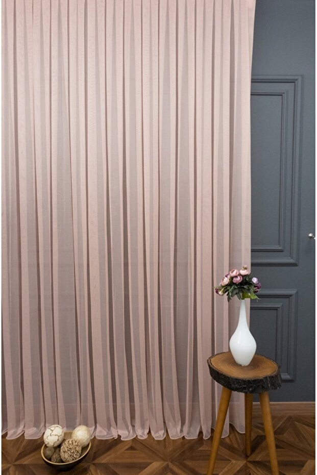 Powder Grek Tulle Curtain Honeycomb Floor 300x260cm (1x2) Sparse Pleat Esse16444