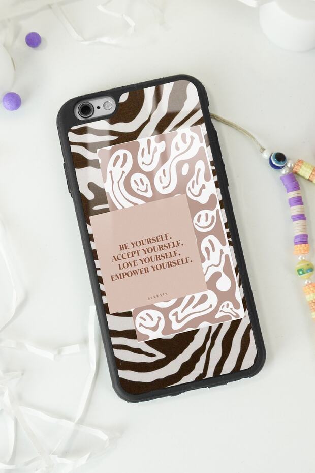 حافظة هاتف آيفون 6 بلس - 6s بلس بتصميم إيموجي زيبرا لامعة - 4