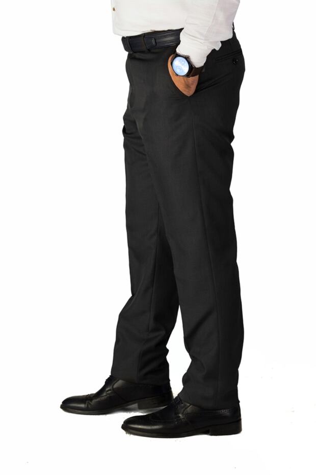 Men's Eyelet Smoke Regular Fit Poliviscon Fabric Trousers