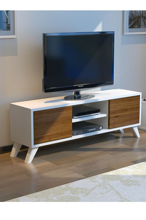 Tv Sehpası Tv Ünitesi Ceviz Beyaz Yaşam Ünitesi Duvar Ünitesi Mini Tv Sehpası - 1