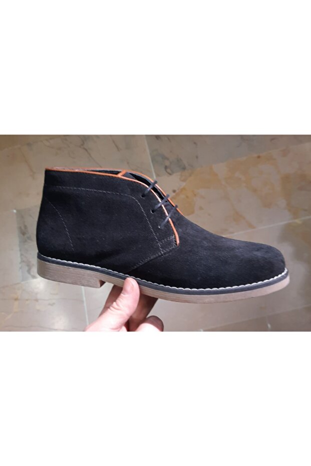 Hakiki Deri Anatomik Taban Unisex Haşpapi Siyah Süet Bot - 4