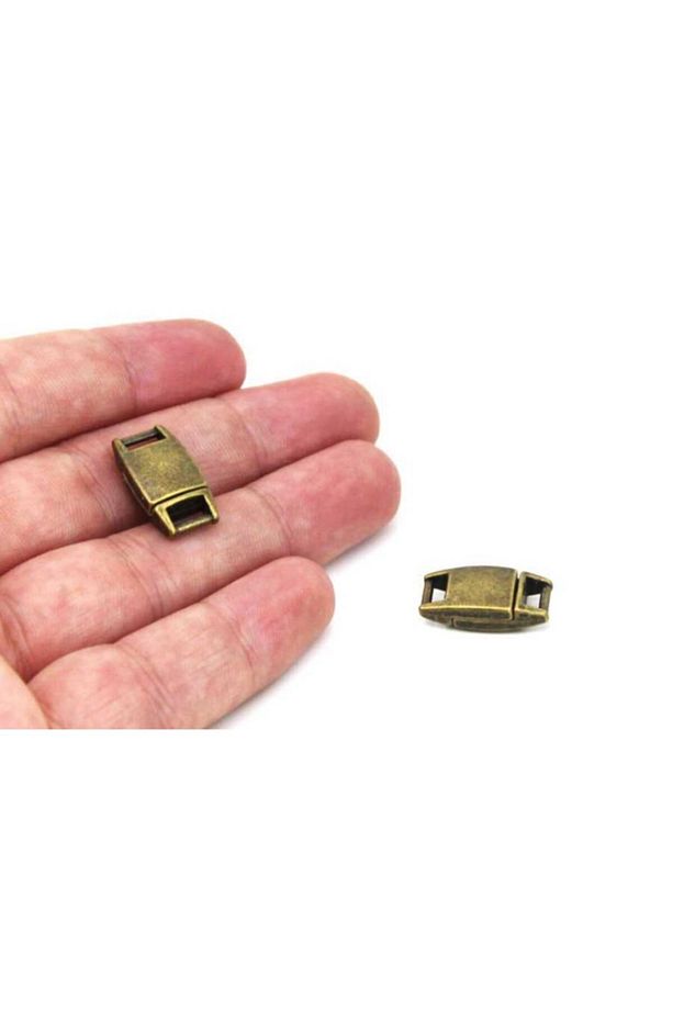 1 Adet - 10x20 Mm Mıknatıslı Klips, Takı Klipsi, Bileklik Klipsi, Kolye Klipsi, Antik Sarı Kaplama - 2