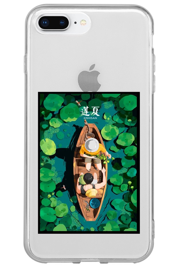 iPhone 7 Plus Boat Pattern Patterned Transparent Silicone Phone Case