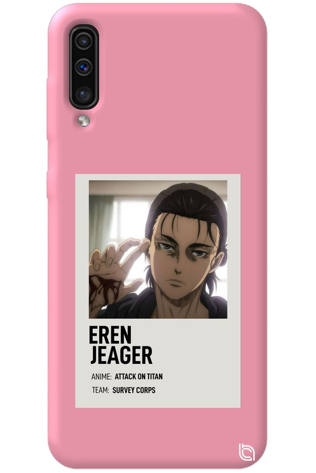 Samsung Galaxy A70 Pink Premium Velvet Inside Attack on Titan Patterned Silicone Phone Case
