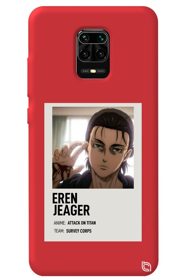 Xiaomi Redmi Note 9S Red Premium Velvet Attack on Titan Patterned Silicone Phone Case
