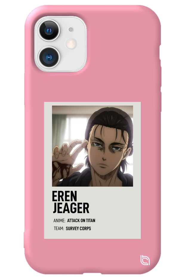iPhone 11 Pink Premium Velvet Attack on Titan Patterned Silicone Phone Case