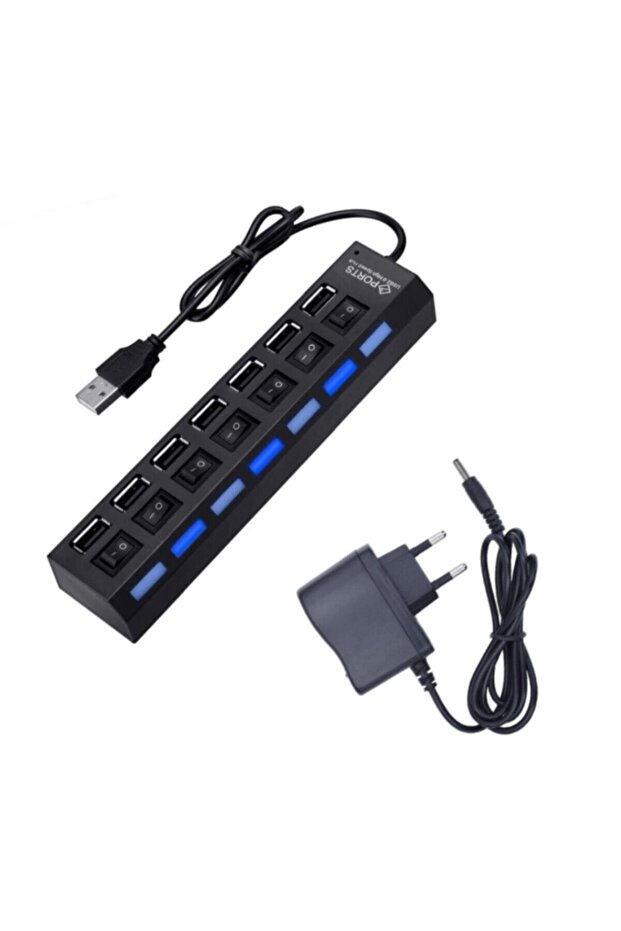 7 Port Usb Hub Multiplexer With On / Off Button Illuminated - 1