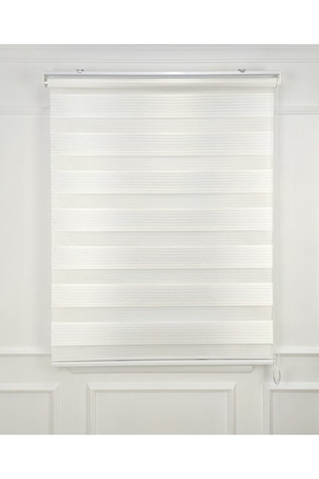 Beyaz Pliseli Simli Zebra Perde - 3