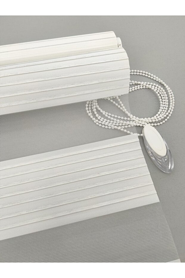 Beyaz Pliseli Simli Zebra Perde - 6