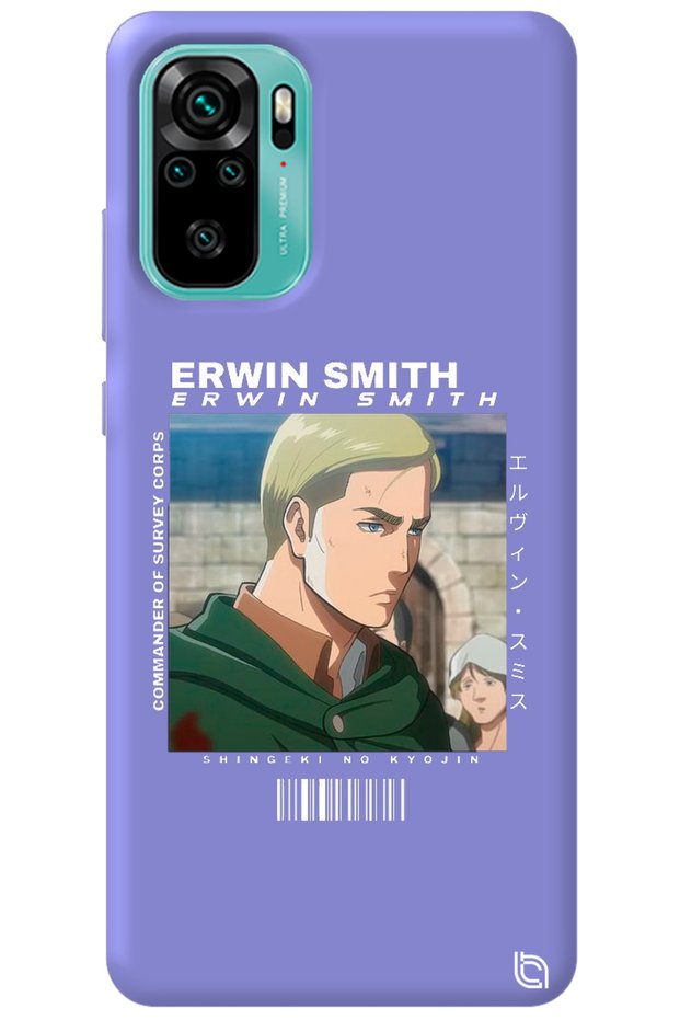 Xiaomi Redmi Note 10S Lilac Premium Velvet Attack on Titan Erwin Patterned Silicone Phone Case