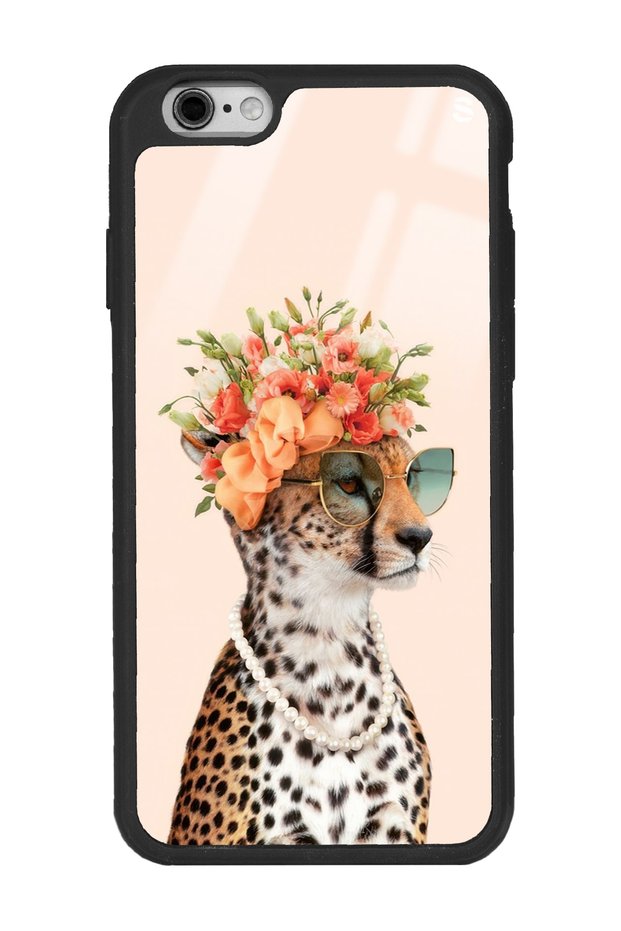 حافظة هاتف لامعة بتصميم قطة الفهد متوافقة مع هاتف Iphone 6 Plus - 6s Plus