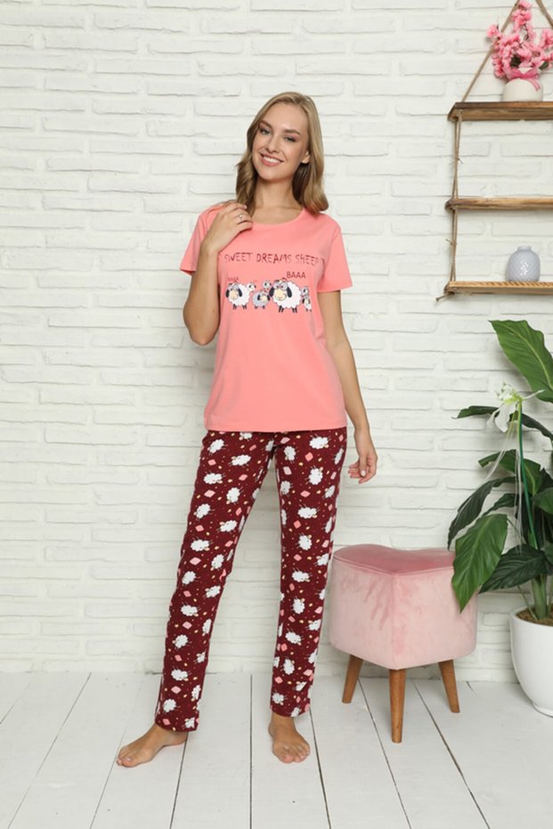 Lamb Printed Koral Pajama Set