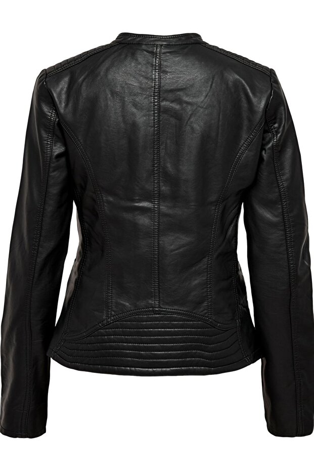 Kadın Siyah Deri Ceket 15110802 - 6