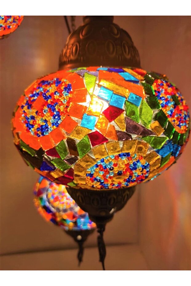 Mozaik 3lü Avize Sarkıt Otantik Avize - 3