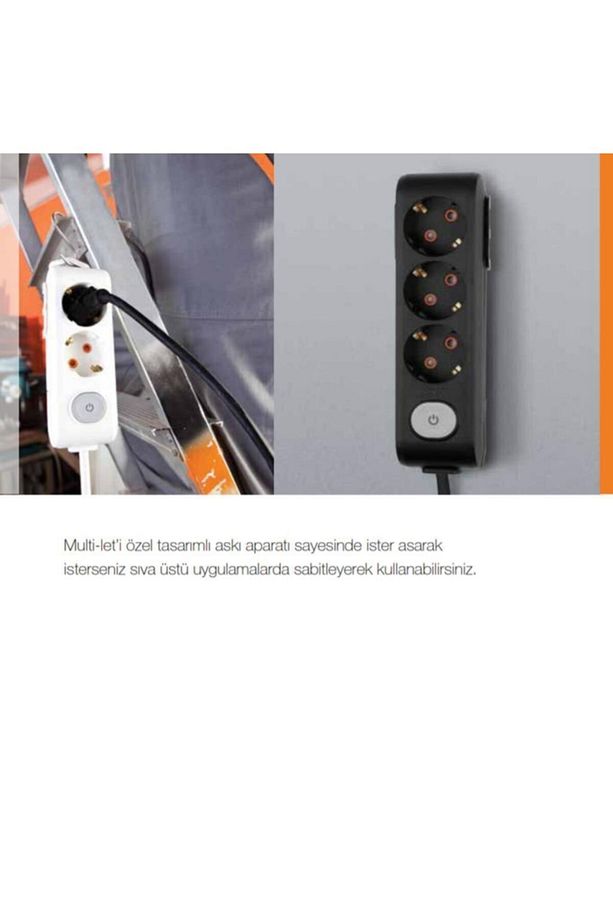 Multi-let 2 Li Siyah Anahtarlı Çocuk Korumalı Grup Priz 2 Mt - 2