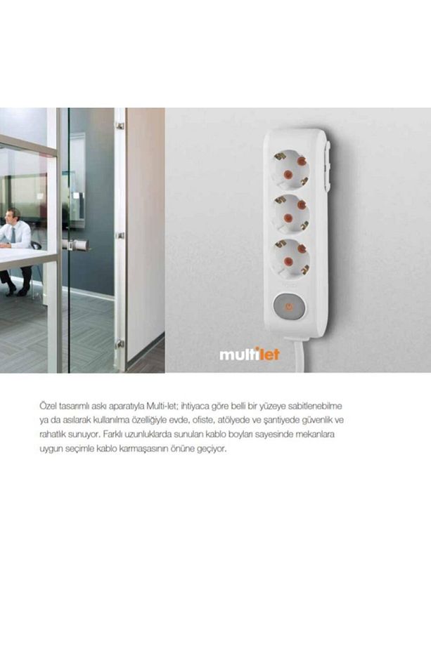 Multi-let 2 Li Siyah Anahtarlı Çocuk Korumalı Grup Priz 2 Mt - 3