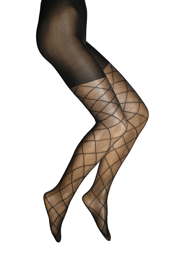 جوارب طويلة نسائية سوداء منقوشة من GING