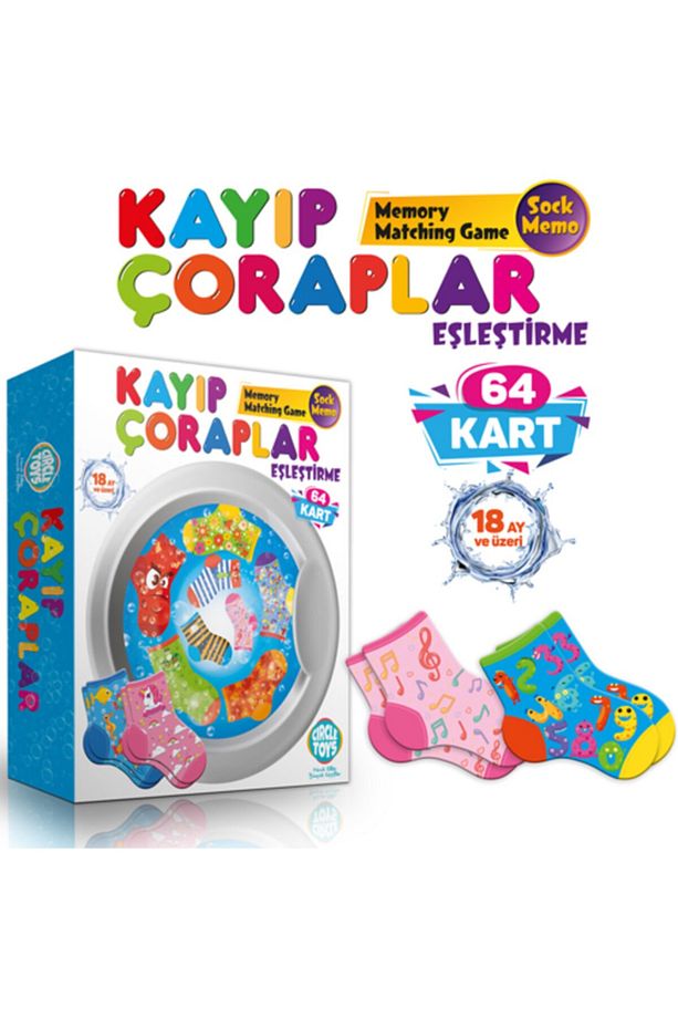 64 Parça Okul Öncesi Kayıp Çoraplar Eşleştirme Beceri Zeka Kartları - 3