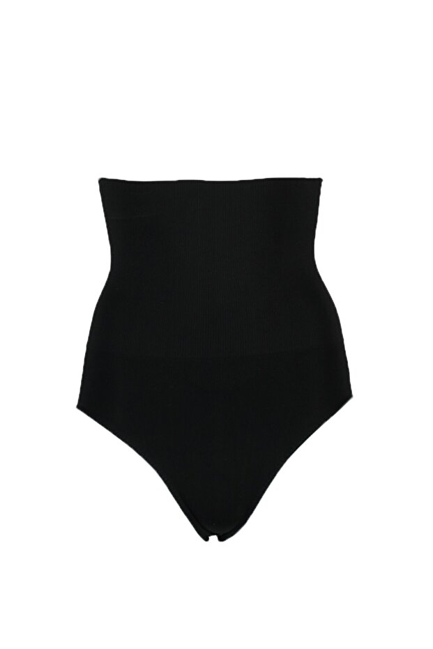 Women's Long Belly Gathering Panties Corset Black 2465