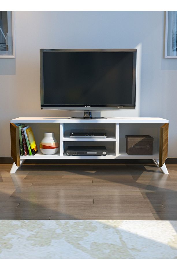 Tv Sehpası Tv Ünitesi Ceviz Beyaz Yaşam Ünitesi Duvar Ünitesi Mini Tv Sehpası - 2
