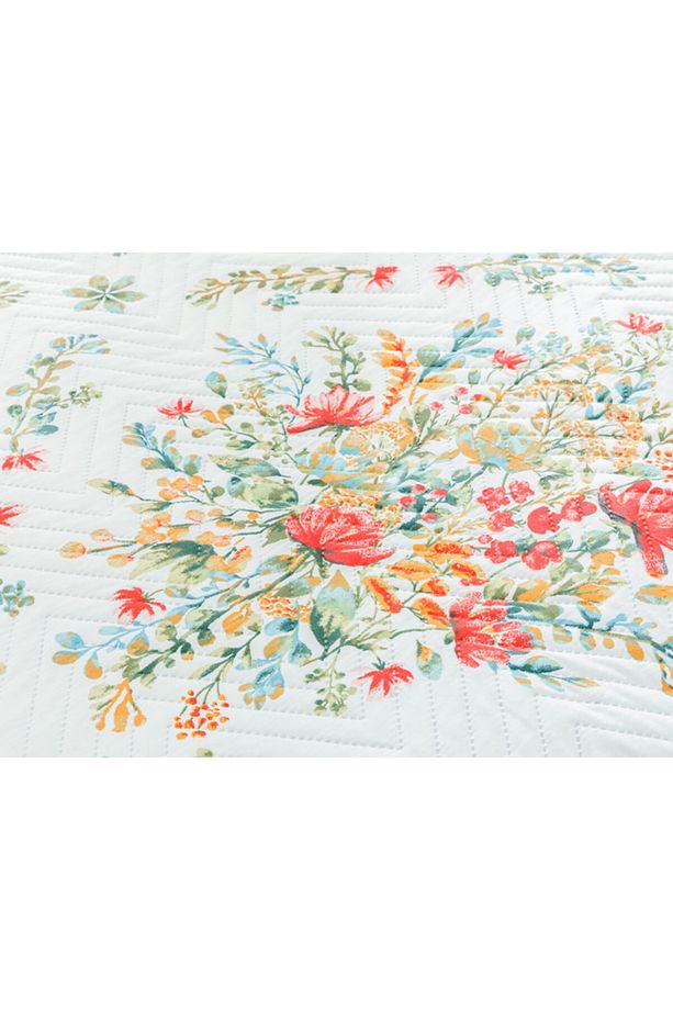 Boho Flowers Tek Kişilik Çift Taraflı Yatak Örtüsü 160x220 Cm Kırmızı - 4