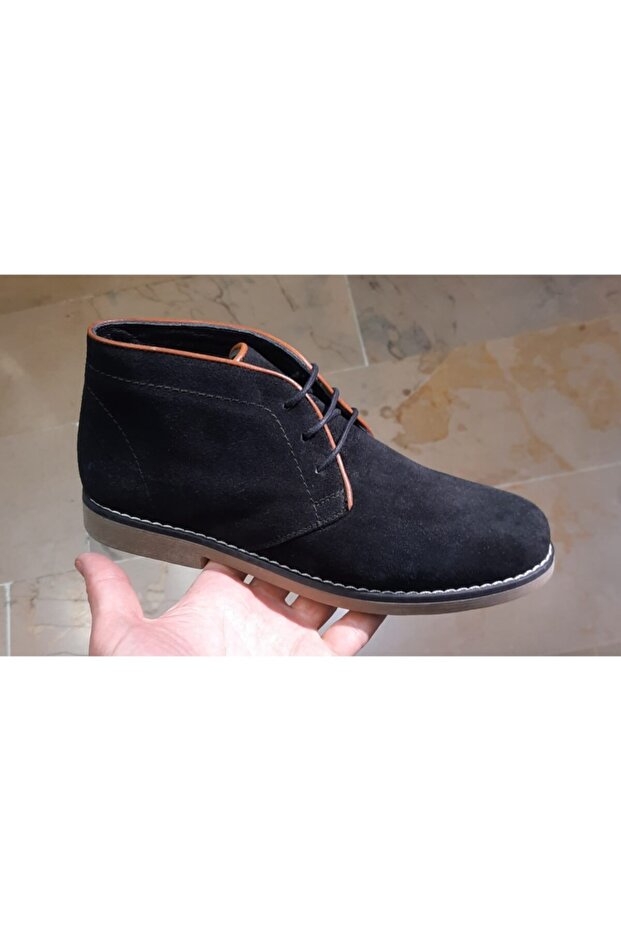 Hakiki Deri Anatomik Taban Unisex Haşpapi Siyah Süet Bot - 2