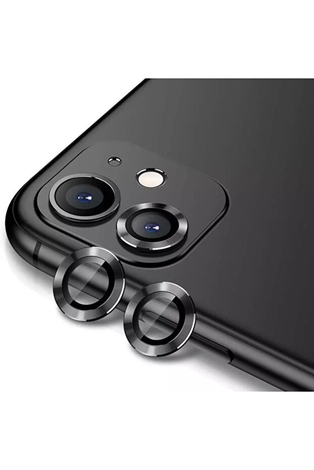 Iphone 11 / IP 12 / IP 12 Mini Compatible Aluminum Alloy 3D Camera Lens Protector, Black [Set of 2]
