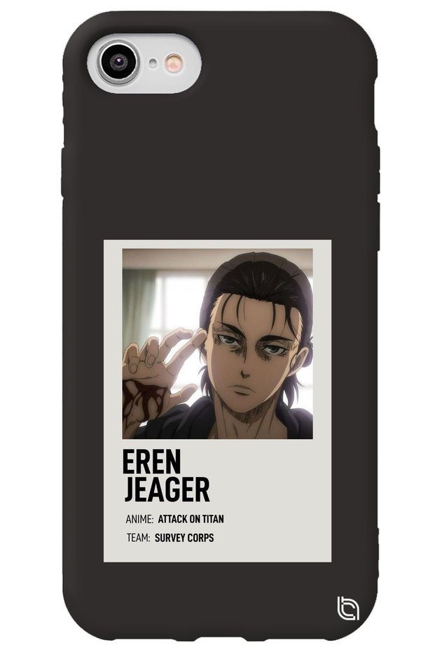 iPhone 8 Black Premium Velvet Attack on Titan Patterned Silicone Phone Case