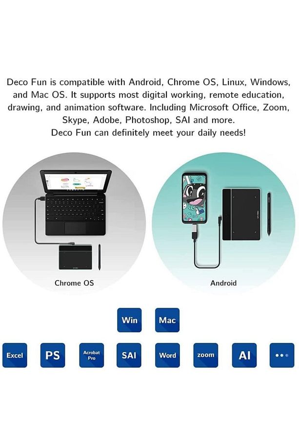 Deco Fun Xs Yeşil Grafik Tablet Android Mac Linux Windows Chrome Os - 4