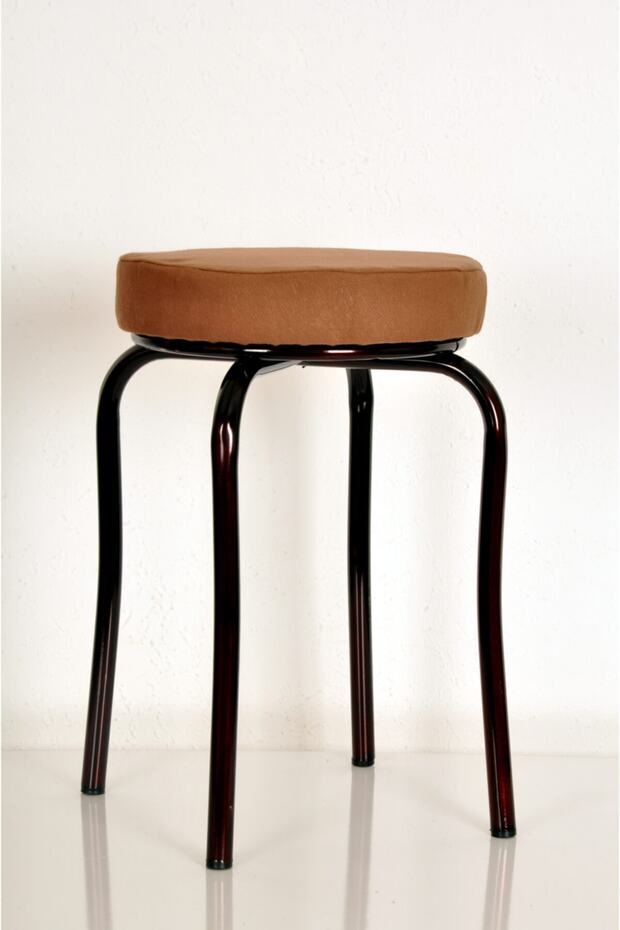 8 Pieces Brown Thai Feather Fabric Claret Red Profile Octopus Stool Metal Stool Kitchen Stool