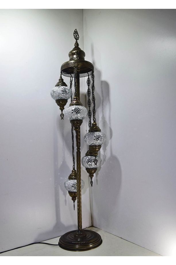 Mozaik Lambader,otantik Lambas,dekoratif Köşe Lambası 5 Li Mozaik Gece Lambası Model 16 - 2
