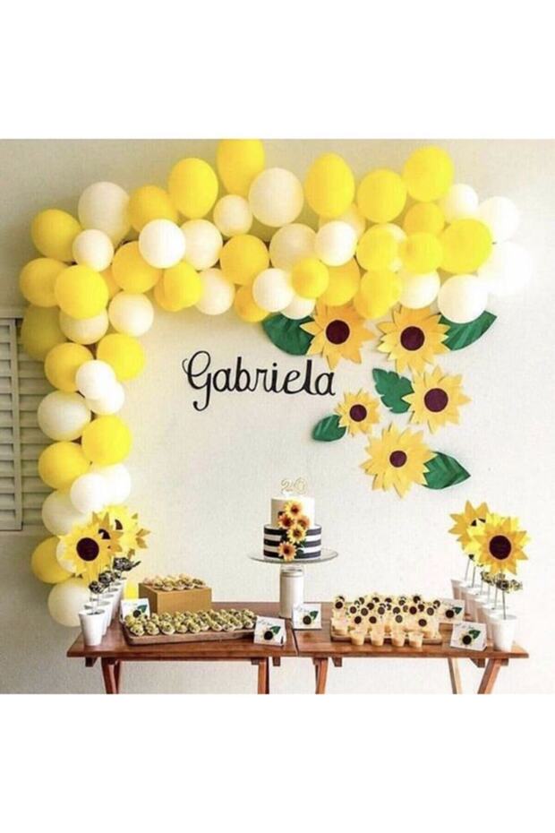 Best 70 Metallic Yellow and White Balloons + 5 Mt Balloon Chain