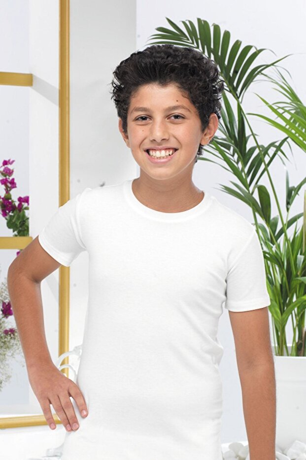 Children Unisex Ecru Short Sleeve Thermal Underwear 90402