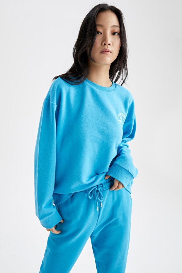 Regular Fit Bisiklet Yaka Sweatshirt - 1