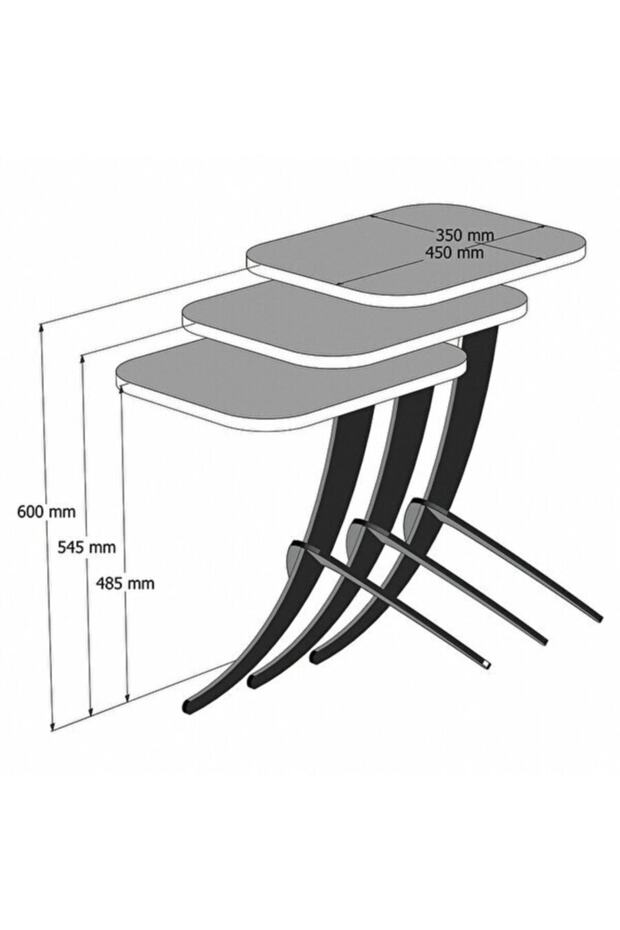 Pion Metal Ayaklı 3 Lü Zigon Sehpa - Ceviz - 4