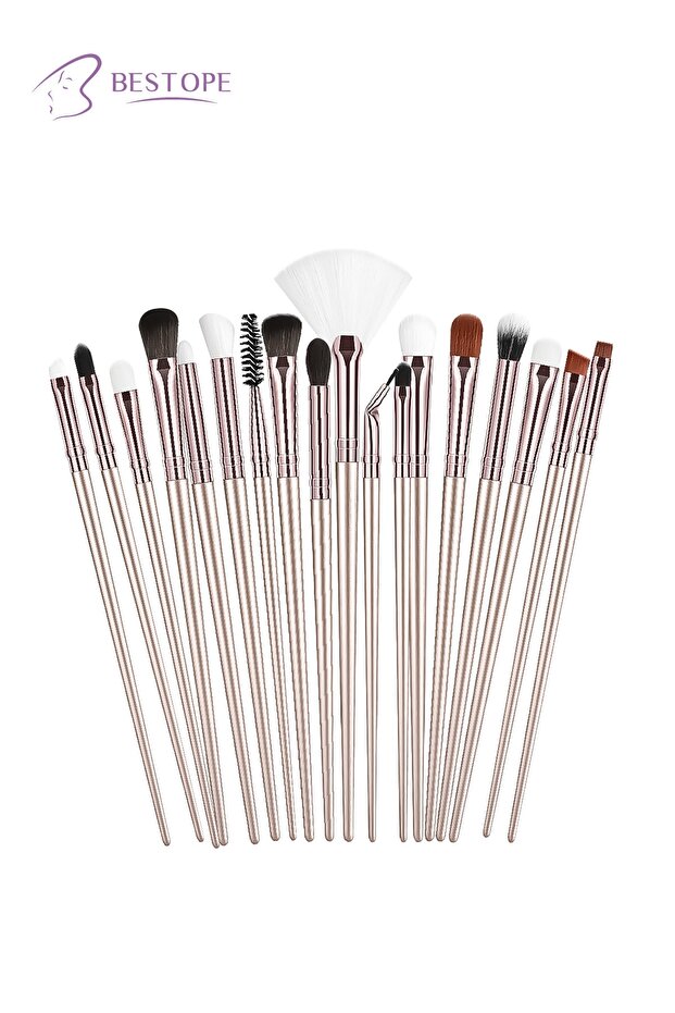 18 Pieces, Eye, Eyebrow, Professional Makeup Brush Set-Champagne Gold