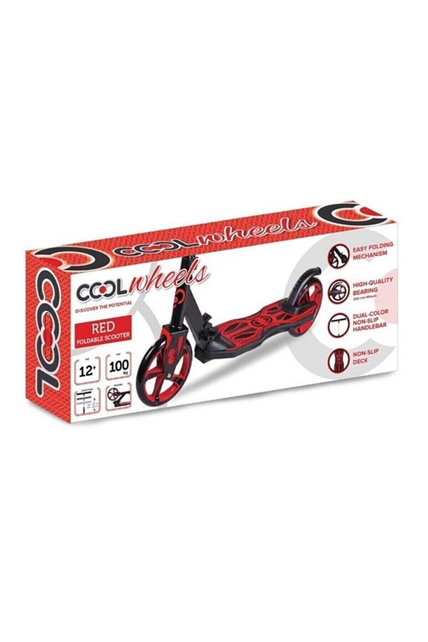 Katlanabilir 12 Yaş ve Üzeri 2 Dev Tekerlekli Frenli Katlanabilir Scooter Red Kırmızı 100 Kg Kırmız - 2