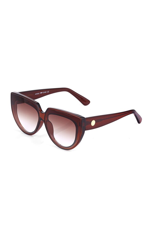 Women's Brown Glass Frame Geometric Sunglasses Ae2012c3b4487