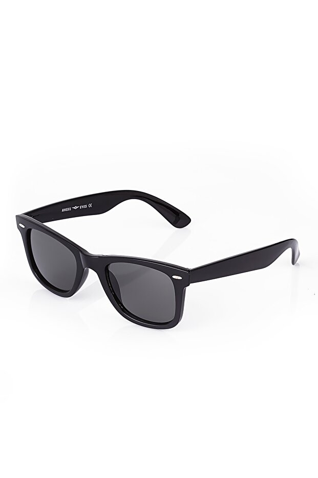 Unisex Black Matte Glass Black Shiny Bone Geometric Frame Sunglasses