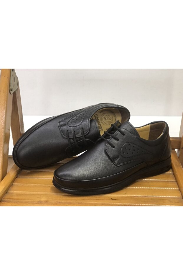 Genuine Leather Men's Stringed Dad Diabeta Comfort Full Orthopedic Shoes