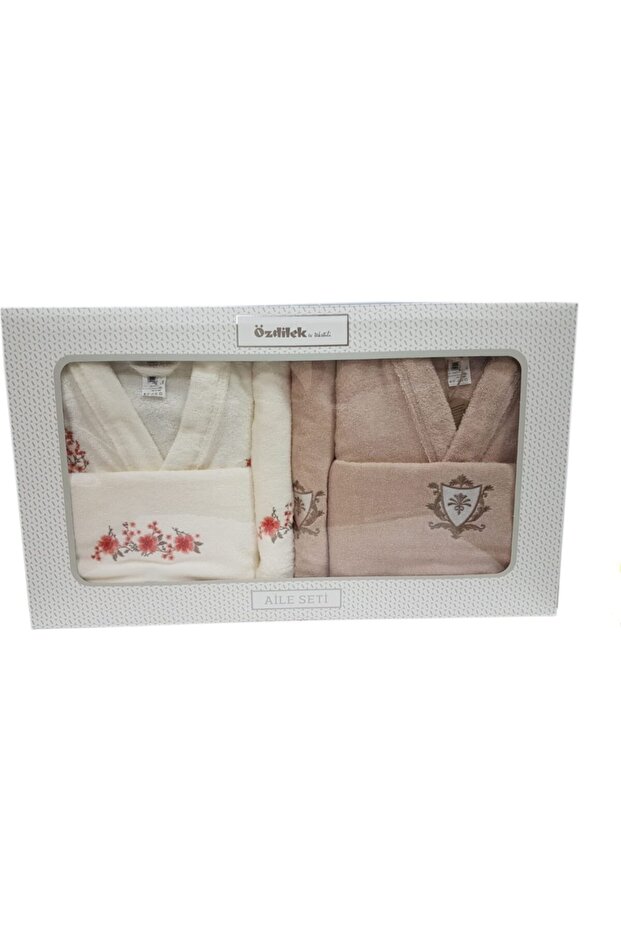 Cheerfull Krem Bej Aile Bornoz Set - 1