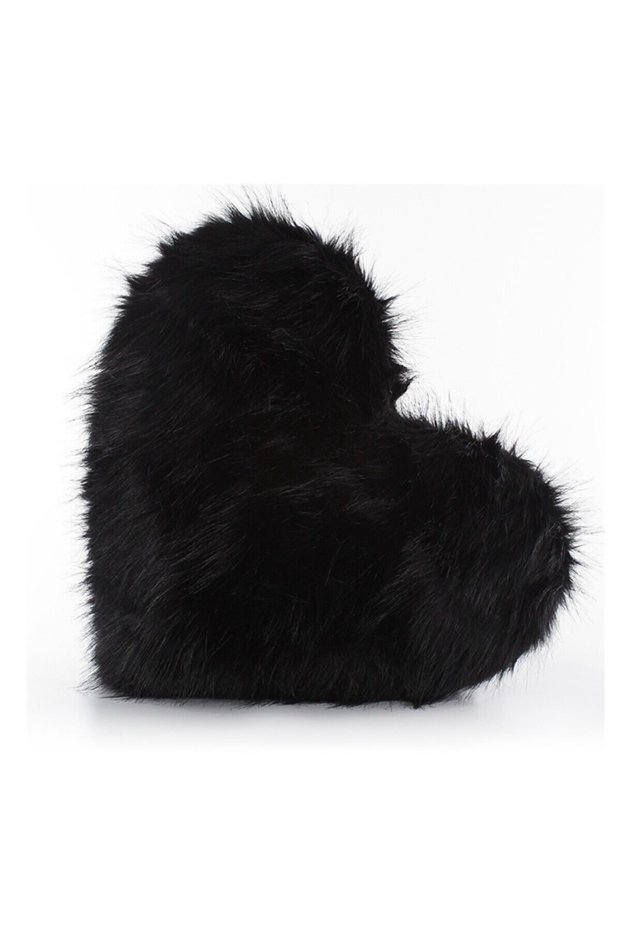 Heart Shaped Plush Decorative Pillow Case Black Filled