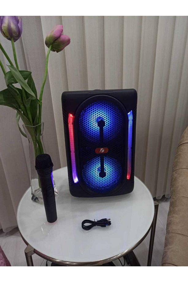 Kablosuz Mikrofonlu Bluetooth Hoparlör Taşınabilir Ses Sistemi Speaker - 6