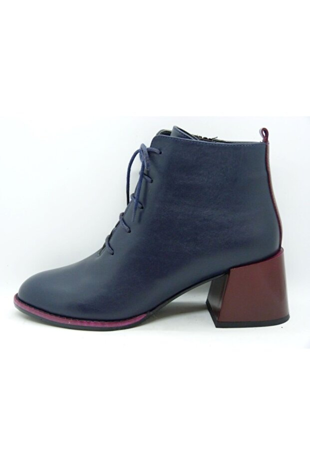 Women's Genuine Leather Navy Blue Boots