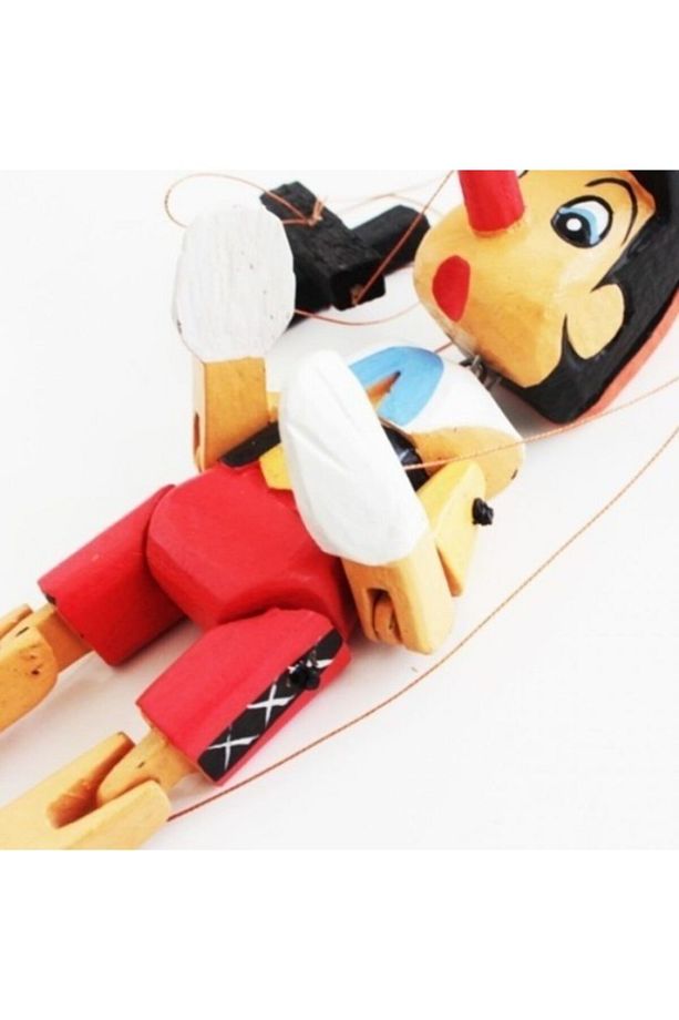 Ahşap Oyuncak Ipli Kukla Pinokyo 26cm Kukla Pinokyo Oyuncak - 3