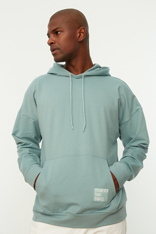 Mint Oversize Kapüşonlu Uzun Kollu Etiket Aplikeli Sweatshirt TMNSS21SW0221 - 7