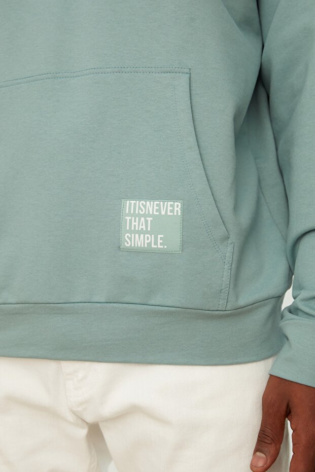 Mint Oversize Kapüşonlu Uzun Kollu Etiket Aplikeli Sweatshirt TMNSS21SW0221 - 9
