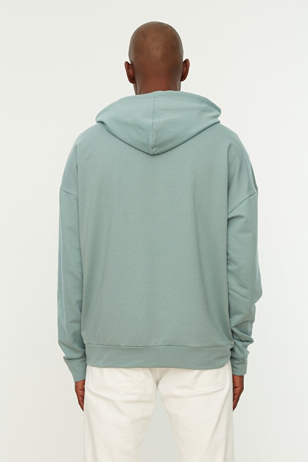 Mint Oversize Kapüşonlu Uzun Kollu Etiket Aplikeli Sweatshirt TMNSS21SW0221 - 10